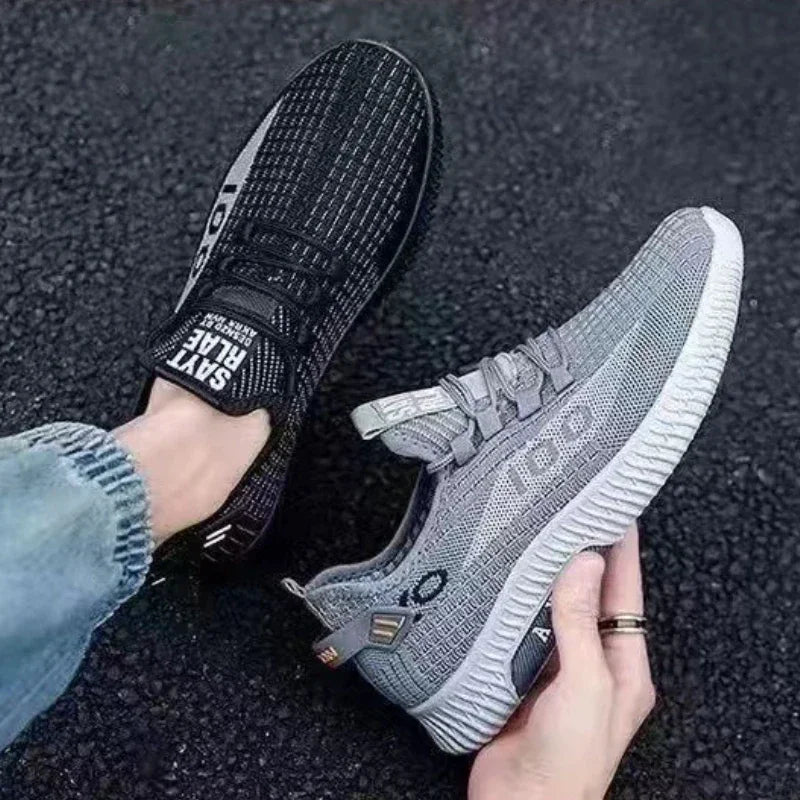 Summer Men's Sneakers Mesh Soft Sole Vulcanized Shoes Lace Up Non Slip Male Tennis Shoes Fashion Lightweight Men Shoes Hot Sale
