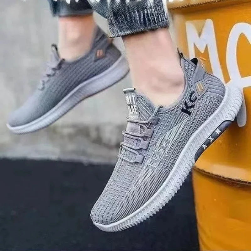 Summer Men's Sneakers Mesh Soft Sole Vulcanized Shoes Lace Up Non Slip Male Tennis Shoes Fashion Lightweight Men Shoes Hot Sale